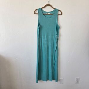 Maurices 24/7 Teal Ribbed Faux Wrap Dress Midi Sleeveless Comfy Teacher  XL
